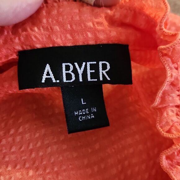 A. Byer Large orange sheer button up top. - Picture 4 of 5